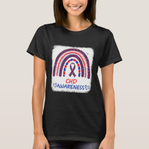T-shirt Sensibilisation Maladie cardiaque Bleu arc-en-ciel