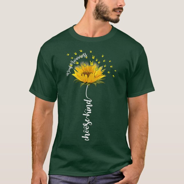 T-shirt Sensibilisation Sourde Tournesol Choisir Aiguille  (Devant)