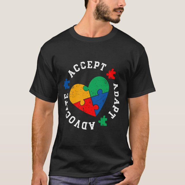 T-shirt Sensibilisation sur l'autisme Accepter Adapt Advoc (Devant)