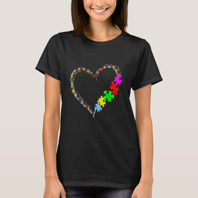 T-shirt Sensibilisation sur l'autisme Amour Coeur Puzzle P (Devant)