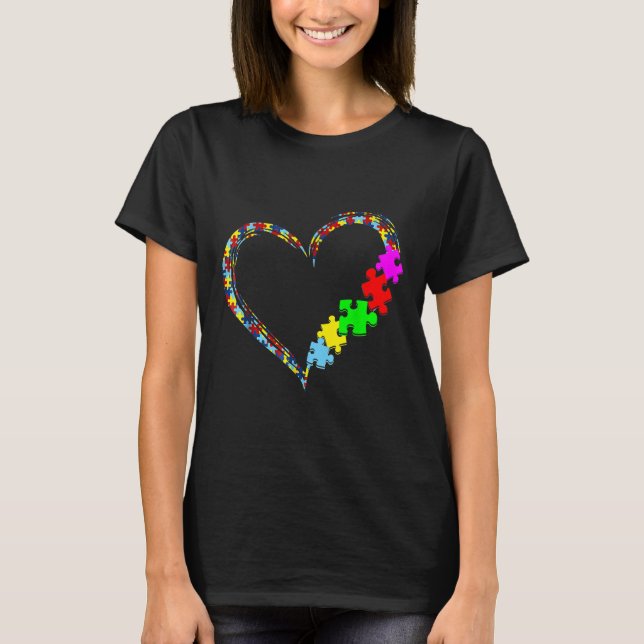 T-shirt Sensibilisation sur l'autisme Amour Coeur Puzzle P (Devant)