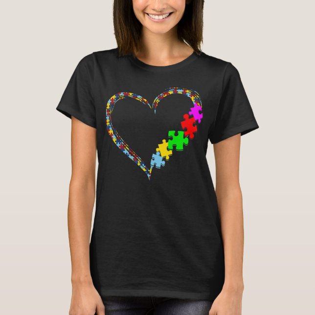 T-shirt sensibilisation sur l'autisme Amour Coeur Puzzle p (Devant)