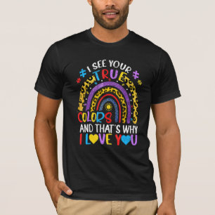 T-shirt Sensibilisation sur l'autisme Arc-en-ciel Je vois