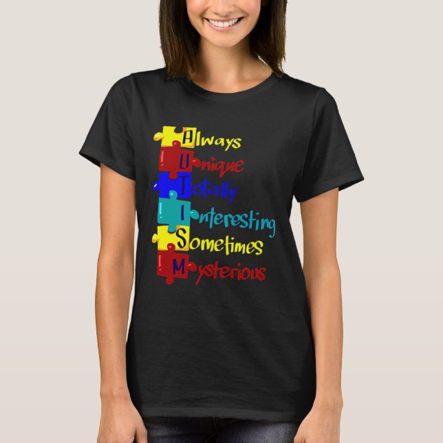 T-shirt Sensibilisation sur l'autisme Autisme Acronyme Puz (Devant)
