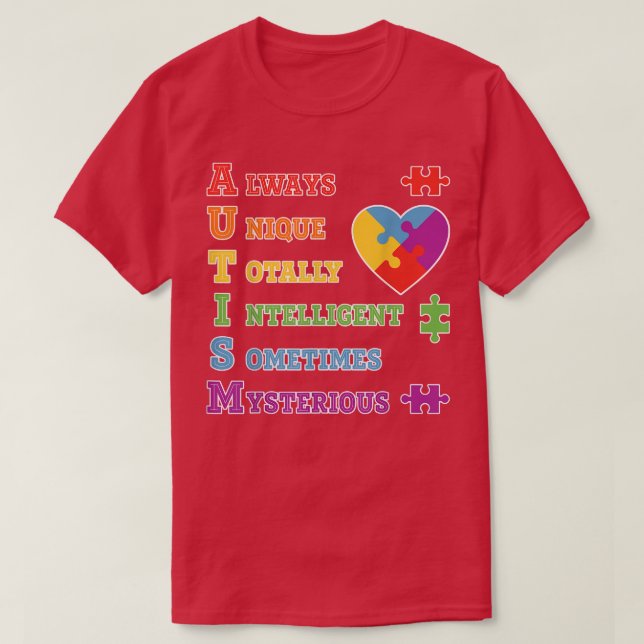 T-shirt Sensibilisation sur l'autisme Autisme Acronyme Puz (Design devant)