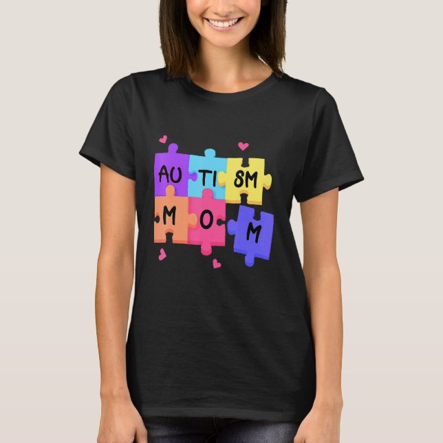 T-shirt Sensibilisation sur l'autisme Autisme Soutien Mama (Devant)