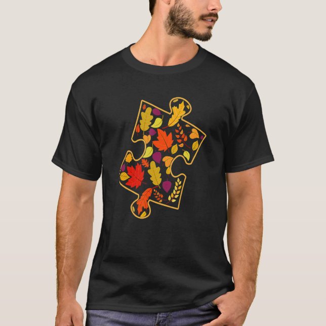 T-shirt Sensibilisation sur l'autisme automne feuille auto (Devant)