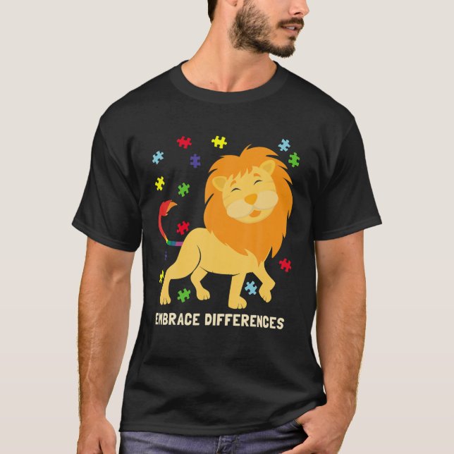 T-shirt Sensibilisation sur l'autisme Chemise Cute Lion Pu (Devant)