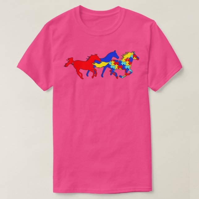 T-shirt Sensibilisation sur l'autisme Chevaux Chevaux Diff (Design devant)