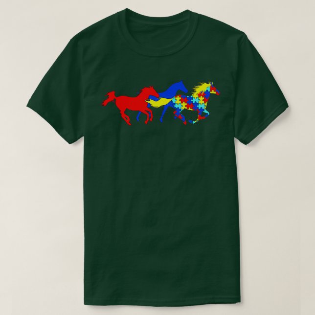 T-shirt Sensibilisation sur l'autisme Chevaux différents (Design devant)