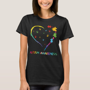 T-shirt Sensibilisation sur l'autisme Coeur Couleur Puzzle