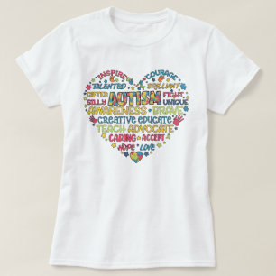 T-shirt Sensibilisation sur l'autisme Coeur Puzzle Pièce F