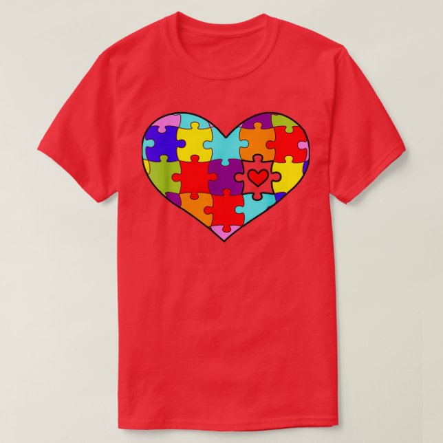 T-shirt Sensibilisation sur l'autisme Coeur Puzzles mignon (Design devant)