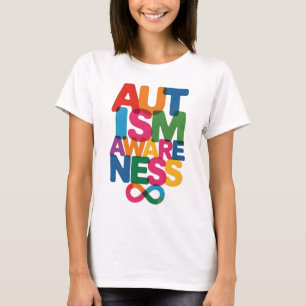T-shirt Sensibilisation sur l'autisme Colorée de la typogr