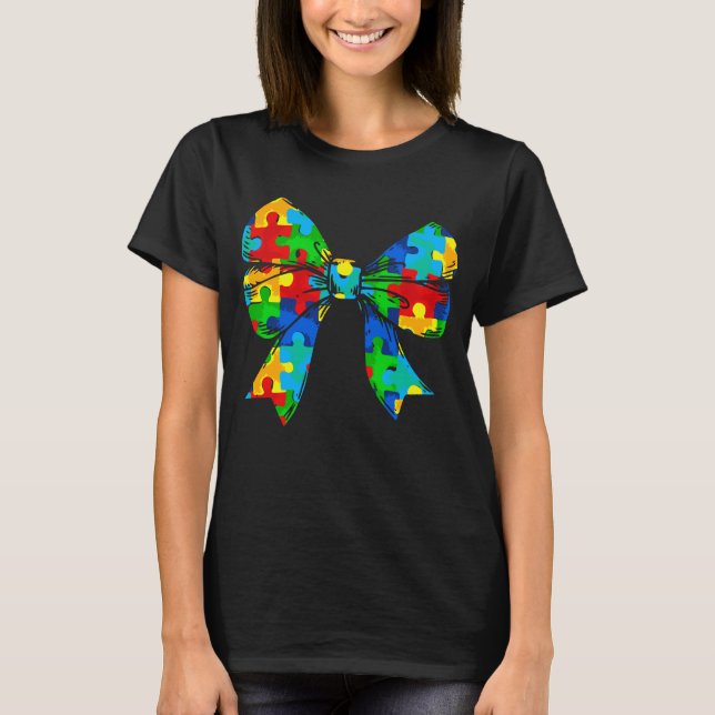 T-shirt Sensibilisation sur l'autisme Coquette Bow (Devant)