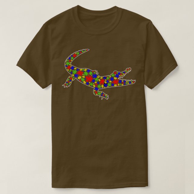T-shirt Sensibilisation sur l'autisme Cute Alligator Puzzl (Design devant)
