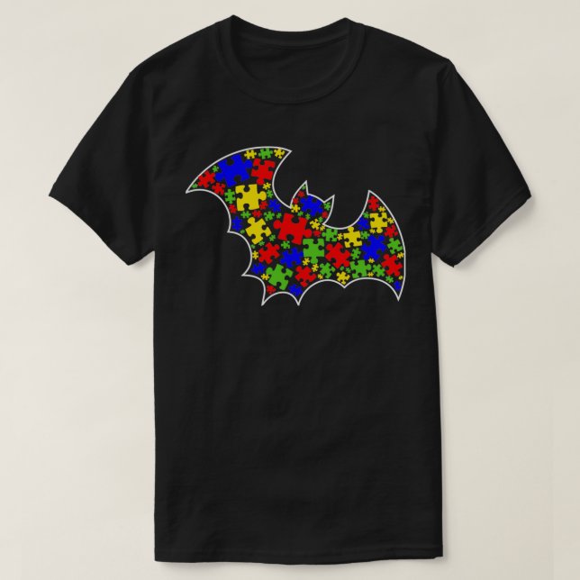 T-shirt Sensibilisation sur l'autisme Cute Bat Puzzle pièc (Design devant)