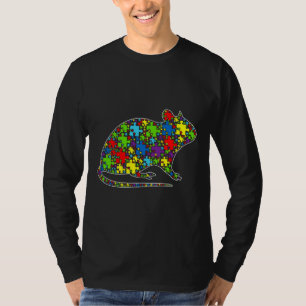 T-shirt Sensibilisation sur l'autisme Cute Rat Puzzle Pièc