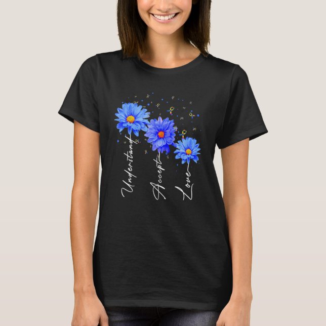T-shirt Sensibilisation sur l'autisme Daisy Flower Accepte (Devant)