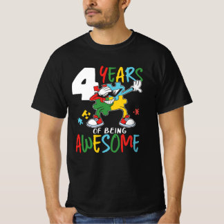 T-shirt Sensibilisation sur l'autisme D'Anniversaire De 4 
