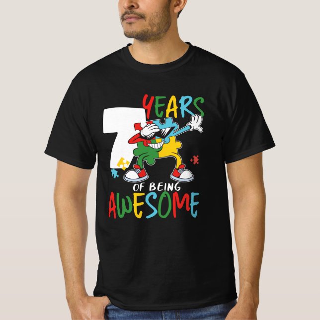 T-shirt Sensibilisation sur l'autisme D'Anniversaire De 7  (Devant)