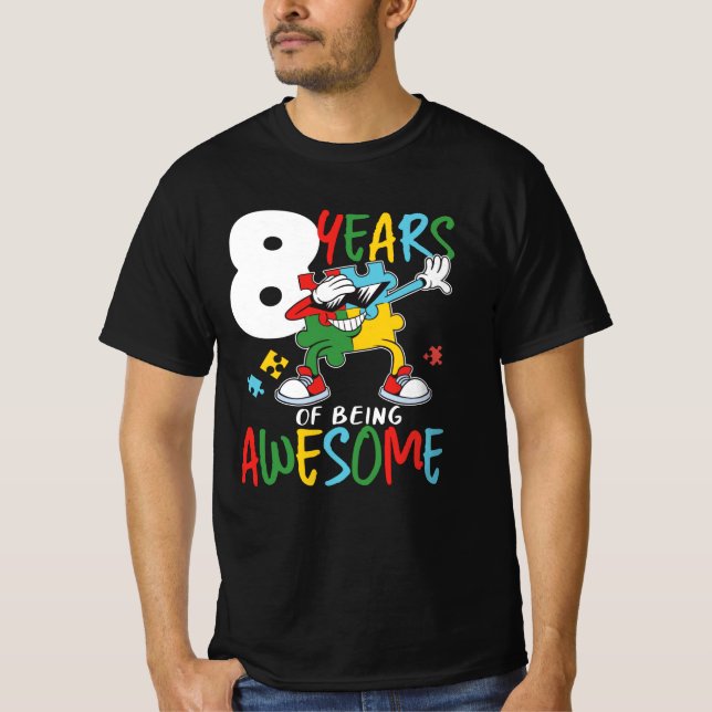 T-shirt Sensibilisation sur l'autisme D'Anniversaire De 8  (Devant)