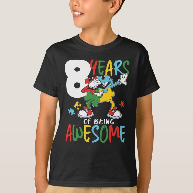 T-shirt Sensibilisation sur l'autisme D'Anniversaire De 8  (Devant)