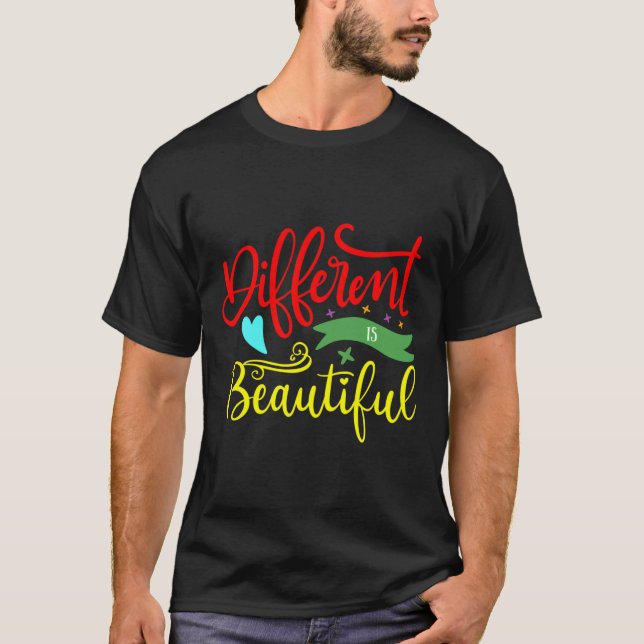 T-shirt Sensibilisation sur l'autisme Différente Est Belle (Devant)