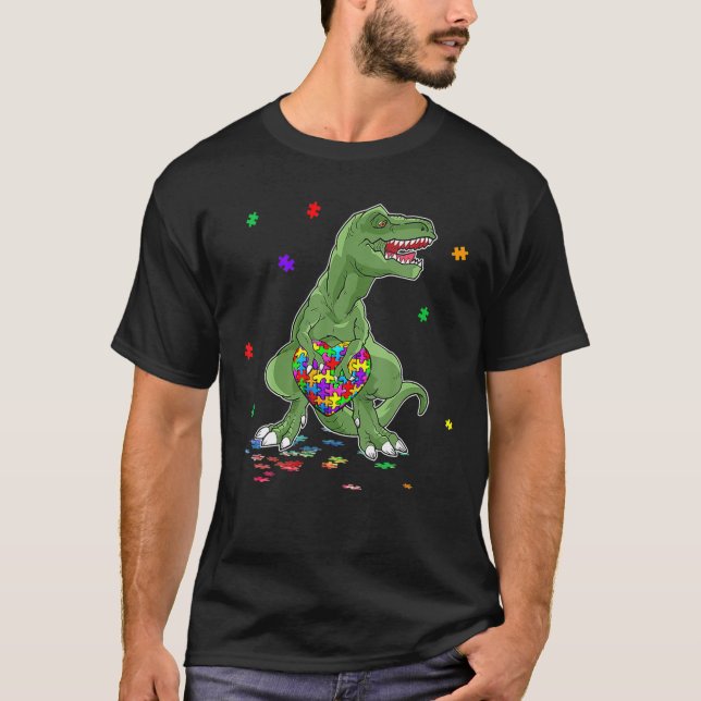 T-shirt Sensibilisation sur l'autisme Dinosaur | Pièce Rex (Devant)