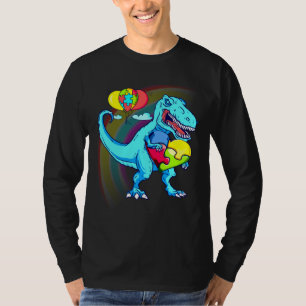 T-shirt Sensibilisation sur l'autisme Dinosaur Puzzle Rain