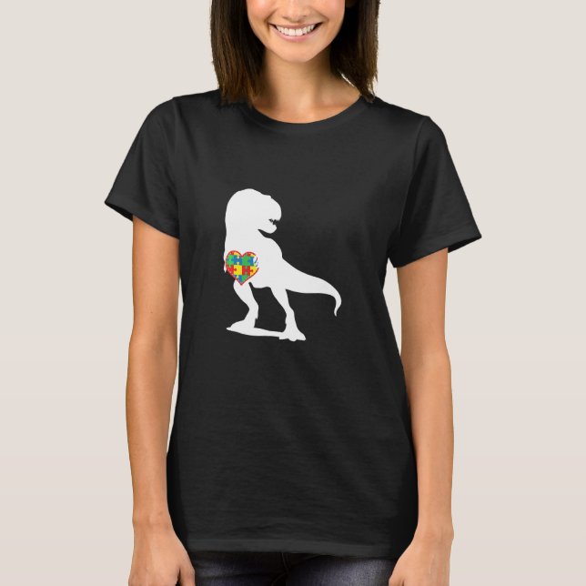 T-shirt Sensibilisation sur l'autisme Dinosaur T Rex Puzzl (Devant)