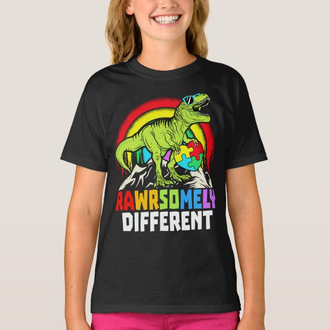 T-shirt Sensibilisation sur l'autisme Dinosaure radicaleme (Devant)