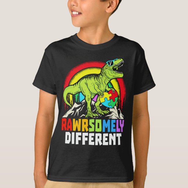 T-shirt Sensibilisation sur l'autisme Dinosaure radicaleme (Devant)