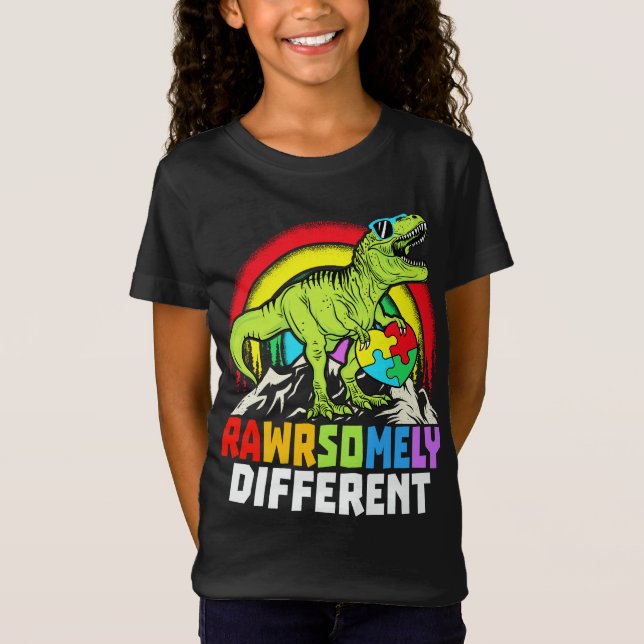 T-Shirt Sensibilisation sur l'autisme Dinosaure radicaleme (Devant)