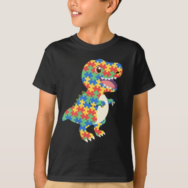 T-shirt Sensibilisation sur l'autisme Dinosaures (Devant)