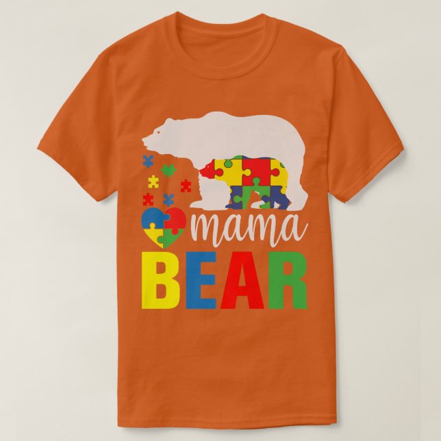 T-shirt Sensibilisation sur l'autisme d'ours maman Premium (Design devant)
