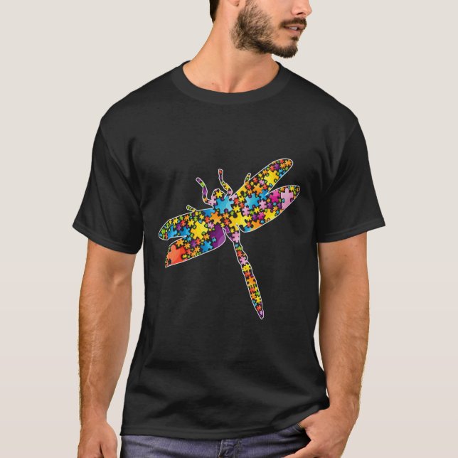 T-shirt Sensibilisation sur l'autisme Dragonfly Animaux Pu (Devant)