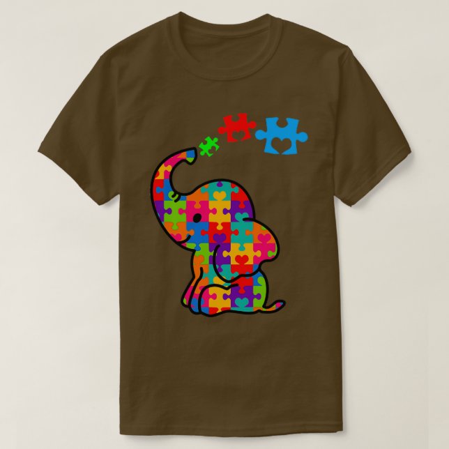 T-shirt Sensibilisation sur l'autisme Elephant Cadeau Cute (Design devant)