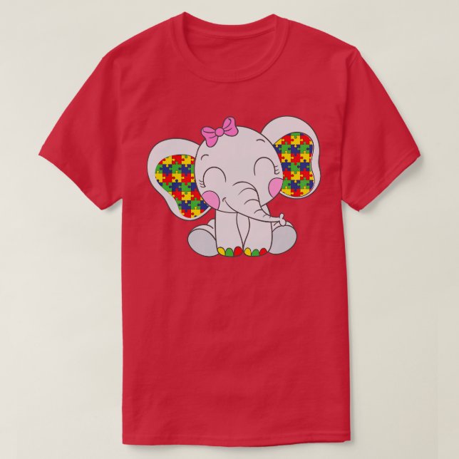 T-shirt Sensibilisation sur l'autisme Eléphant Cute Pour E (Design devant)