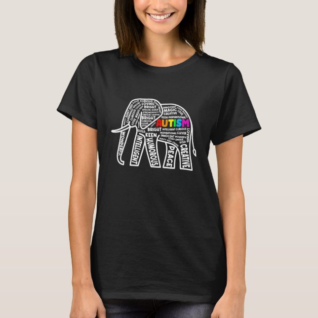 T-shirt Sensibilisation sur l'autisme Elephant Puzzle Pièc (Devant)