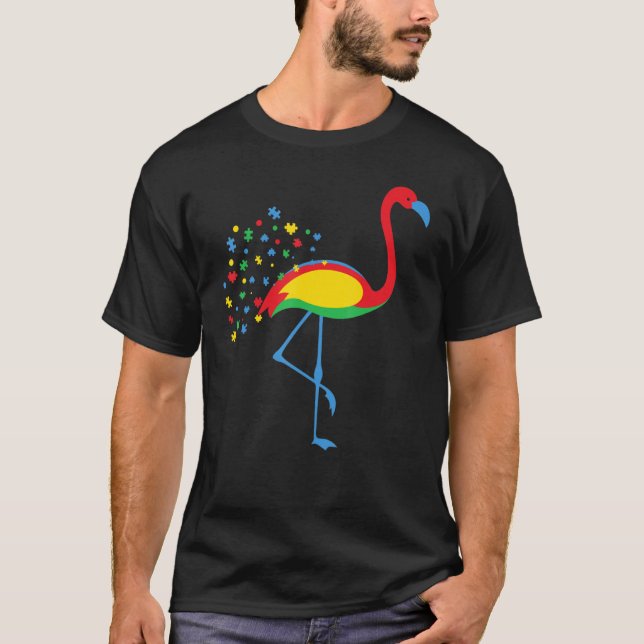 T-shirt Sensibilisation sur l'autisme Flamant rose Couleur (Devant)