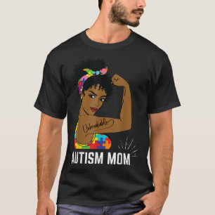 T-shirt Sensibilisation sur l'autisme Forte Maman Afro Mèr