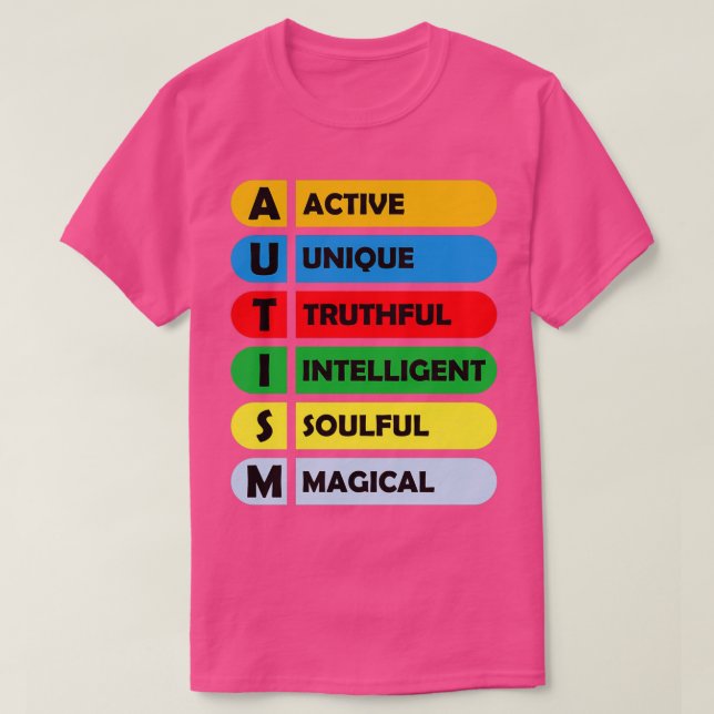 T-shirt Sensibilisation sur l'autisme Frère Tante Papa Mam (Design devant)