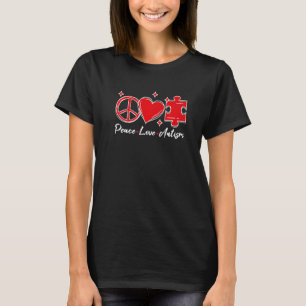 T-shirt Sensibilisation sur l'autisme Funny Peace Love Puz