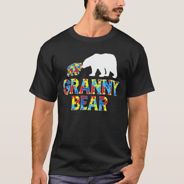 T-shirt Sensibilisation sur l'autisme Granny Bear Puzzle S (Devant)