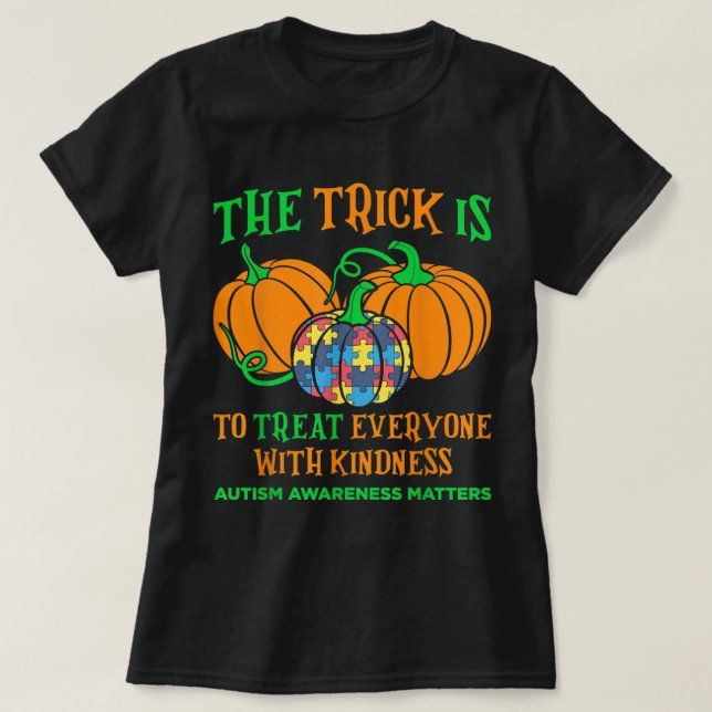 T-shirt Sensibilisation sur l'autisme Halloween Automne Oc (Design devant)