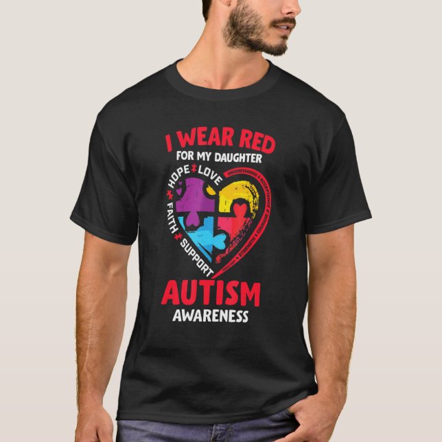 T-shirt Sensibilisation sur l'autisme Je Porte Le Rouge Po (Devant)