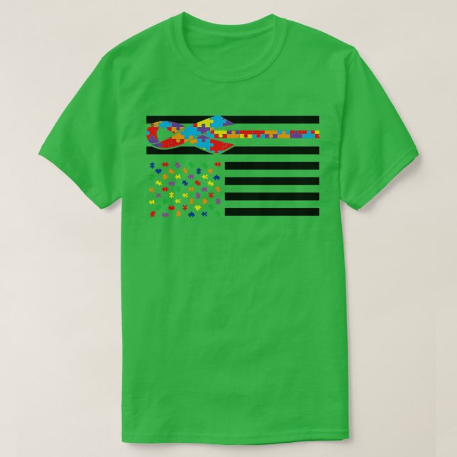 T-shirt Sensibilisation sur l'autisme Jour Drapeau Drapeau (Design devant)
