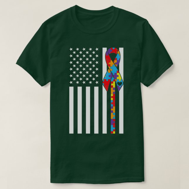 T-shirt Sensibilisation sur l'autisme Jour Drapeau Drapeau (Design devant)