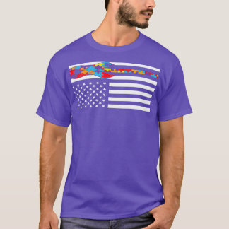 T-shirt Sensibilisation sur l'autisme Jour Drapeau Drapeau